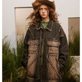 Unisex Jacket West Denim Retro Workwear Coat Jacket